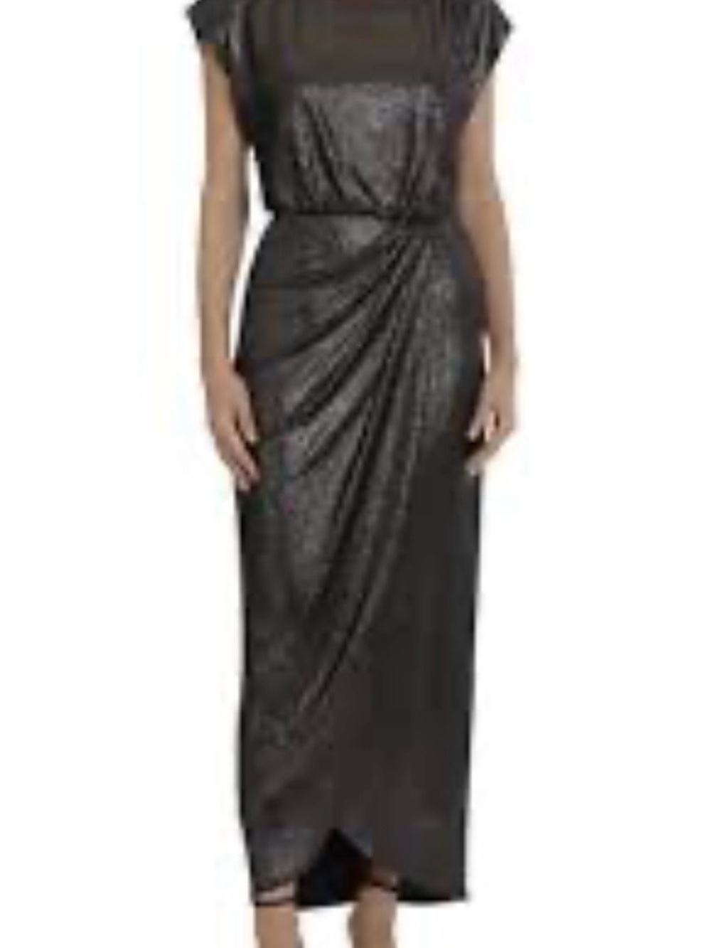 Maggy London Shimmery Black V-Back Midi Dress